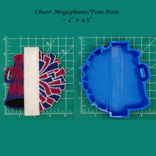Load image into Gallery viewer, Cheer Megaphone & Pom-poms - Silicone Freshie Mold