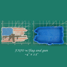 Load image into Gallery viewer, FAFO flag with gun - Silicone Freshie Mold