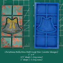 Load image into Gallery viewer, Christmas Bells Wax Melt Snap Bar Silicone Mold