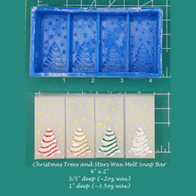 Load image into Gallery viewer, Christmas Trees and Stars Wax Melt Snap Bar Silicone Mold
