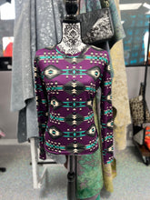 Load image into Gallery viewer, Plum and Turquoise Aztec Top