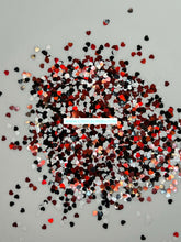 Load image into Gallery viewer, Black White & Red Heart Glitter Mix