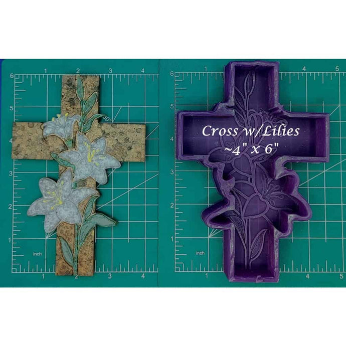 Cross with Lilies - Silicone Freshie Mold