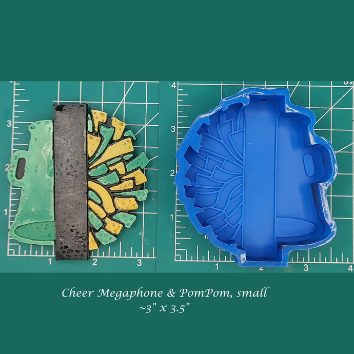 Cheer Megaphone & Pom-poms - Silicone Freshie Mold