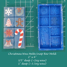 Load image into Gallery viewer, Christmas Wax Melt Snap Bar Silicone Mold
