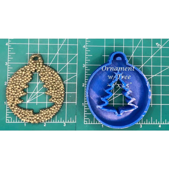 Christmas Ornament with Tree - Silicone Freshie Mold