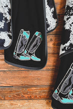 Load image into Gallery viewer, Teal Boot Cow Print Blanket
